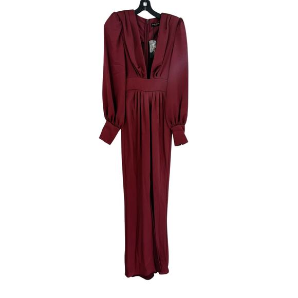 RAMY BROOK Madalane Dress Size 00 Cabernet Maroon $695 Deep V Long Sleeve - Picture 4 of 6